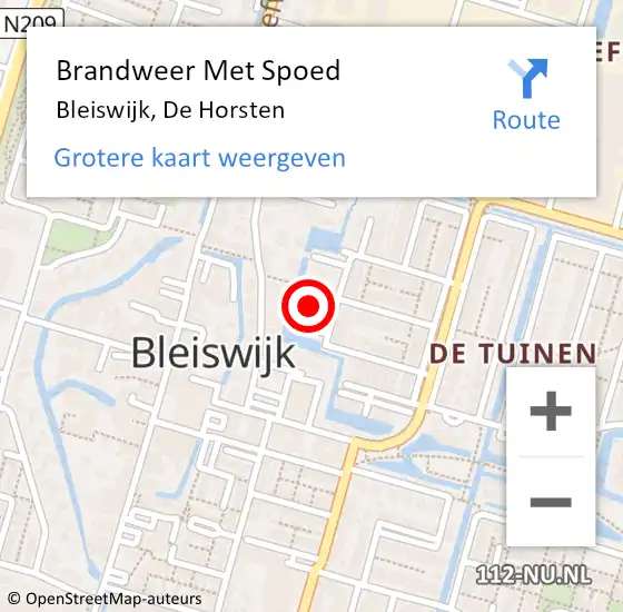 Locatie op kaart van de 112 melding: Brandweer Met Spoed Naar Bleiswijk, De Horsten op 11 oktober 2023 21:27