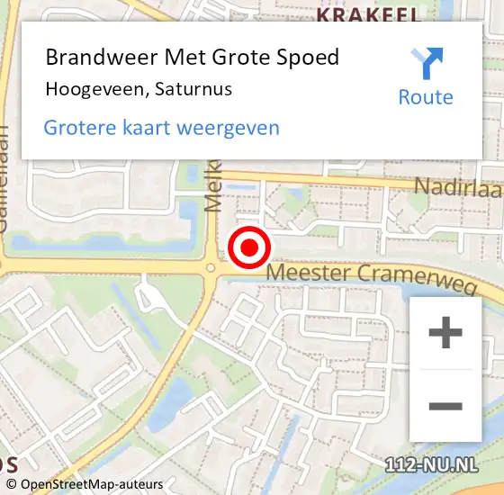 Locatie op kaart van de 112 melding: Brandweer Met Grote Spoed Naar Hoogeveen, Saturnus op 11 oktober 2023 21:33