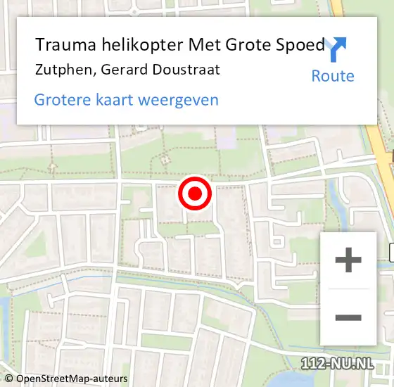 Locatie op kaart van de 112 melding: Trauma helikopter Met Grote Spoed Naar Zutphen, Gerard Doustraat op 11 oktober 2023 21:37