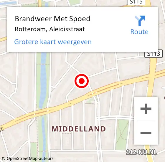 Locatie op kaart van de 112 melding: Brandweer Met Spoed Naar Rotterdam, Aleidisstraat op 11 oktober 2023 21:43