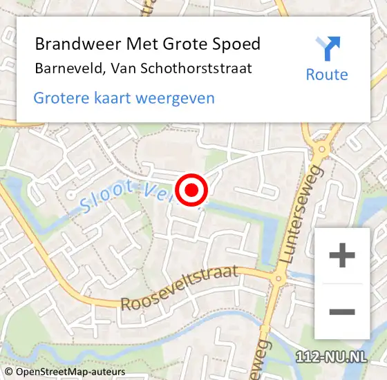Locatie op kaart van de 112 melding: Brandweer Met Grote Spoed Naar Barneveld, Van Schothorststraat op 11 oktober 2023 22:20