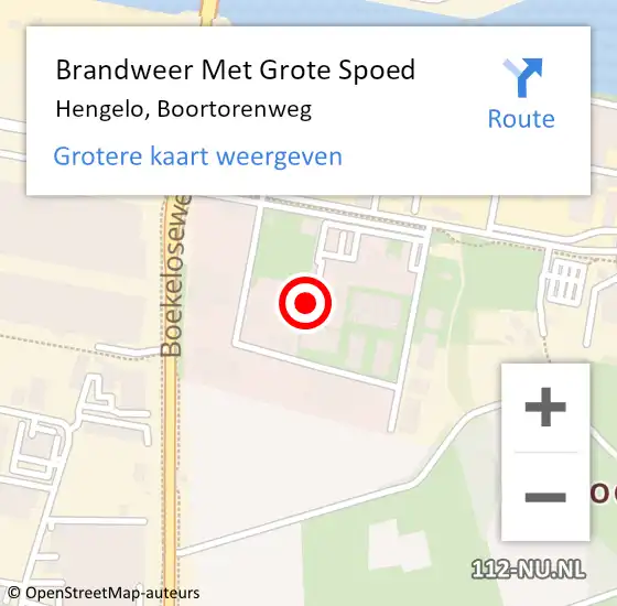 Locatie op kaart van de 112 melding: Brandweer Met Grote Spoed Naar Hengelo, Boortorenweg op 12 oktober 2023 01:22