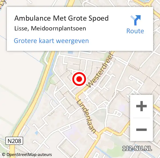 Locatie op kaart van de 112 melding: Ambulance Met Grote Spoed Naar Lisse, Meidoornplantsoen op 12 oktober 2023 01:54