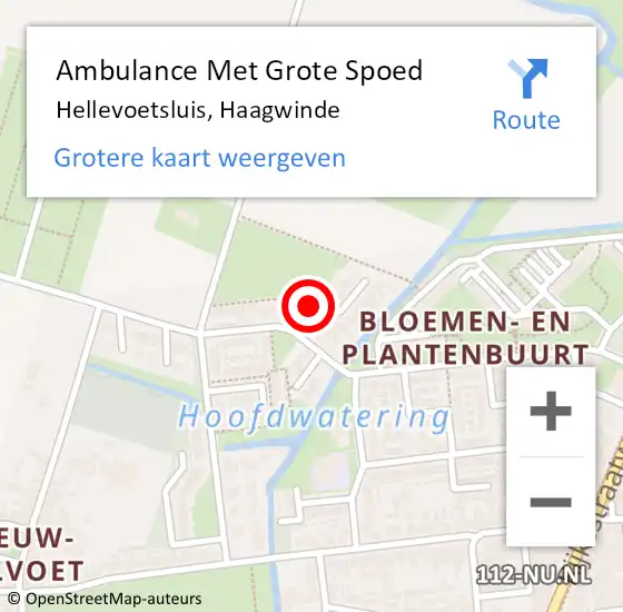 Locatie op kaart van de 112 melding: Ambulance Met Grote Spoed Naar Hellevoetsluis, Haagwinde op 12 oktober 2023 03:30