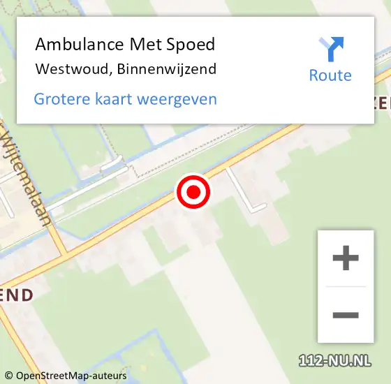 Locatie op kaart van de 112 melding: Ambulance Met Spoed Naar Westwoud, Binnenwijzend op 12 oktober 2023 10:13