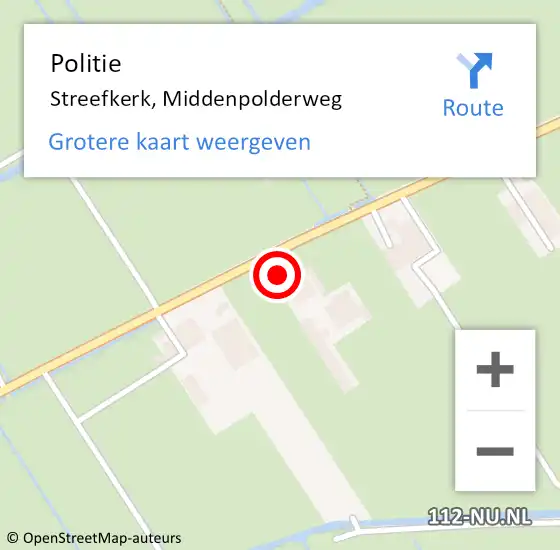 Locatie op kaart van de 112 melding: Politie Streefkerk, Middenpolderweg op 12 oktober 2023 11:13