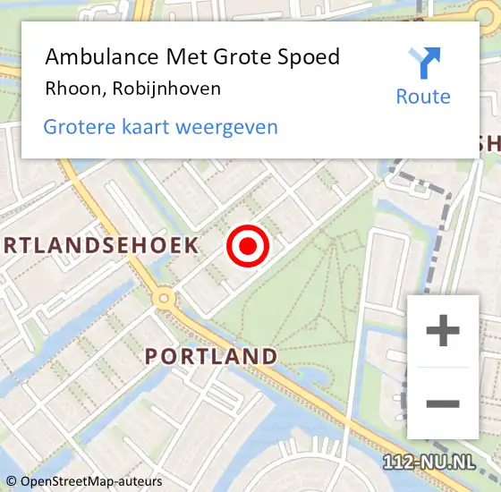 Locatie op kaart van de 112 melding: Ambulance Met Grote Spoed Naar Rhoon, Robijnhoven op 12 oktober 2023 12:10