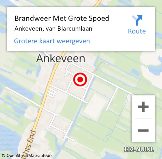 Locatie op kaart van de 112 melding: Brandweer Met Grote Spoed Naar Ankeveen, van Blarcumlaan op 12 oktober 2023 13:32