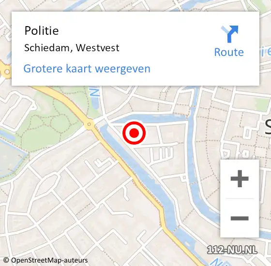Locatie op kaart van de 112 melding: Politie Schiedam, Westvest op 12 oktober 2023 13:34