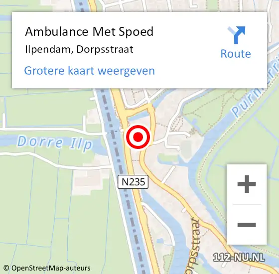 Locatie op kaart van de 112 melding: Ambulance Met Spoed Naar Ilpendam, Dorpsstraat op 12 oktober 2023 14:37