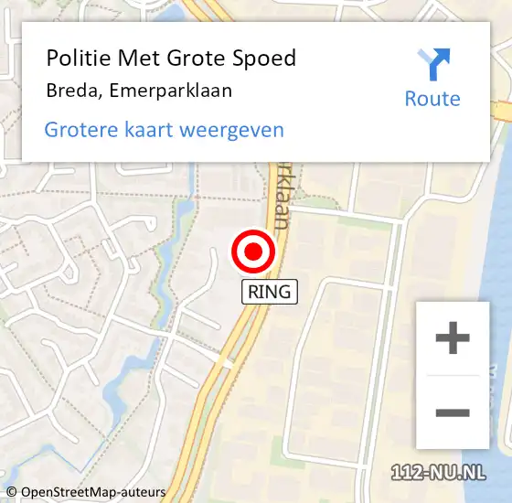 Locatie op kaart van de 112 melding: Politie Met Grote Spoed Naar Breda, Emerparklaan op 12 oktober 2023 16:03
