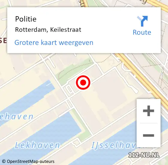 Locatie op kaart van de 112 melding: Politie Rotterdam, Keilestraat op 12 oktober 2023 16:17