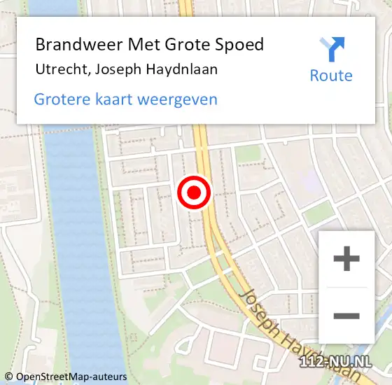 Locatie op kaart van de 112 melding: Brandweer Met Grote Spoed Naar Utrecht, Joseph Haydnlaan op 12 oktober 2023 16:43