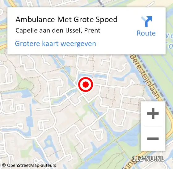 Locatie op kaart van de 112 melding: Ambulance Met Grote Spoed Naar Capelle aan den IJssel, Prent op 12 oktober 2023 17:15