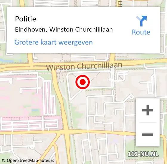 Locatie op kaart van de 112 melding: Politie Eindhoven, Winston Churchilllaan op 12 oktober 2023 17:32
