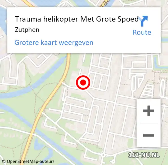 Locatie op kaart van de 112 melding: Trauma helikopter Met Grote Spoed Naar Zutphen op 12 oktober 2023 18:19