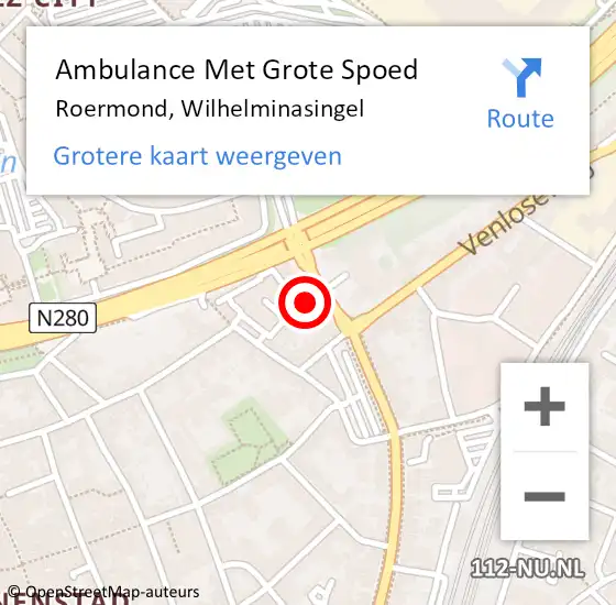 Locatie op kaart van de 112 melding: Ambulance Met Grote Spoed Naar Roermond, Wilhelminasingel op 12 oktober 2023 18:27
