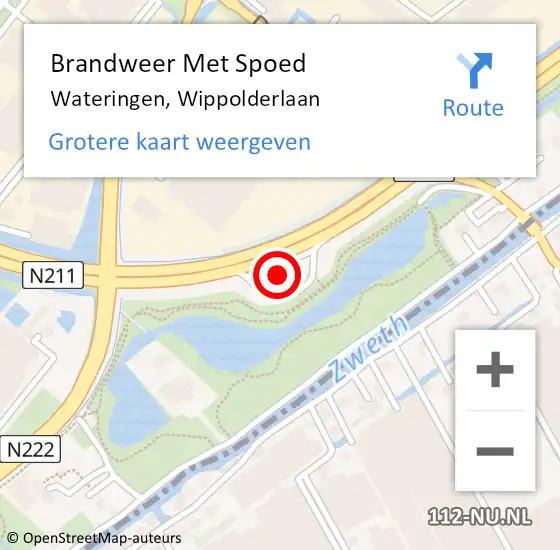 Locatie op kaart van de 112 melding: Brandweer Met Spoed Naar Wateringen, Wippolderlaan op 12 oktober 2023 19:14