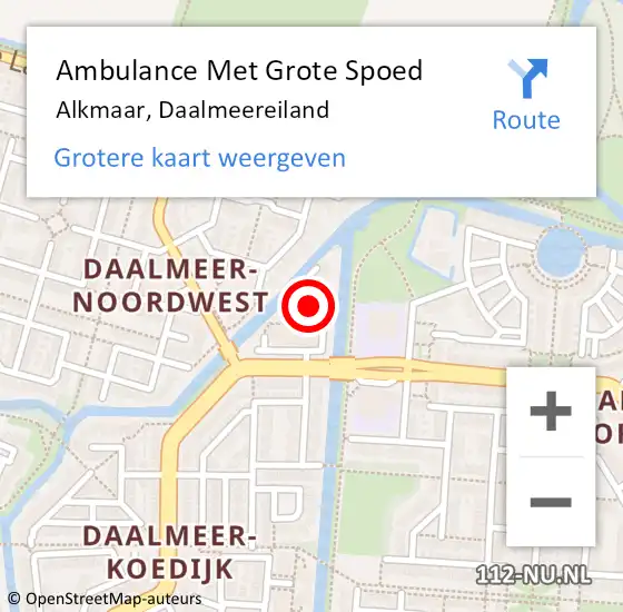 Locatie op kaart van de 112 melding: Ambulance Met Grote Spoed Naar Alkmaar, Daalmeereiland op 12 oktober 2023 20:52