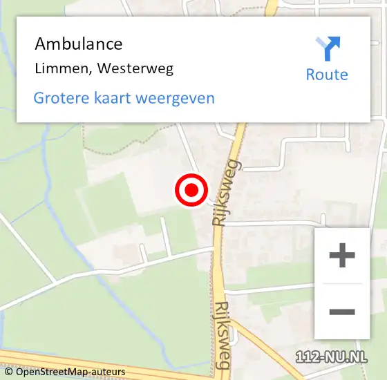 Locatie op kaart van de 112 melding: Ambulance Limmen, Westerweg op 12 oktober 2023 21:14