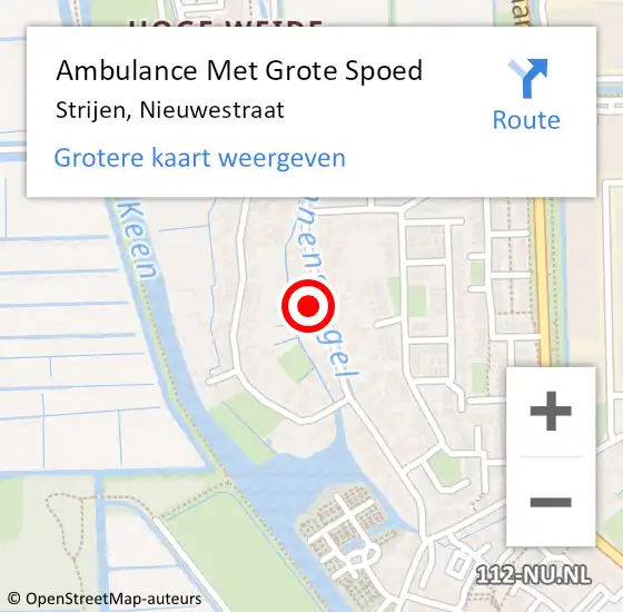 Locatie op kaart van de 112 melding: Ambulance Met Grote Spoed Naar Strijen, Nieuwestraat op 12 oktober 2023 23:00