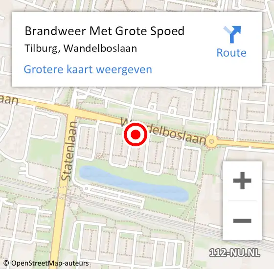 Locatie op kaart van de 112 melding: Brandweer Met Grote Spoed Naar Tilburg, Wandelboslaan op 13 oktober 2023 04:59