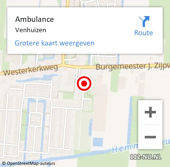 Locatie op kaart van de 112 melding: Ambulance Venhuizen op 13 oktober 2023 09:17