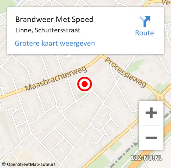 Locatie op kaart van de 112 melding: Brandweer Met Spoed Naar Linne, Schuttersstraat op 13 oktober 2023 10:03