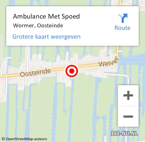 Locatie op kaart van de 112 melding: Ambulance Met Spoed Naar Wormer, Oosteinde op 13 oktober 2023 10:37
