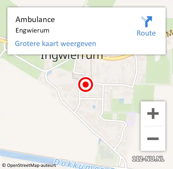 Locatie op kaart van de 112 melding: Ambulance Engwierum op 13 oktober 2023 10:47