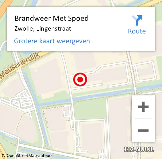 Locatie op kaart van de 112 melding: Brandweer Met Spoed Naar Zwolle, Lingenstraat op 13 oktober 2023 11:07