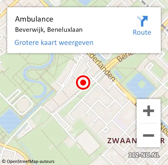 Locatie op kaart van de 112 melding: Ambulance Beverwijk, Beneluxlaan op 13 oktober 2023 11:08