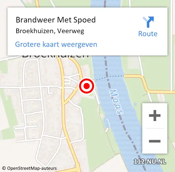 Locatie op kaart van de 112 melding: Brandweer Met Spoed Naar Broekhuizen, Veerweg op 13 oktober 2023 11:10