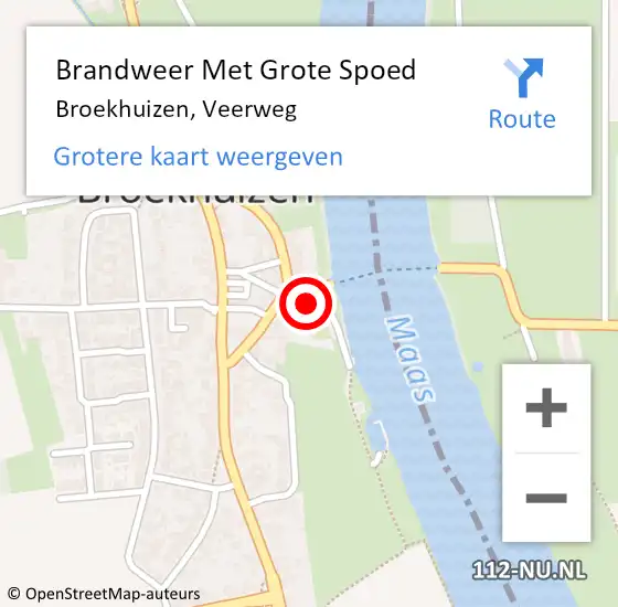 Locatie op kaart van de 112 melding: Brandweer Met Grote Spoed Naar Broekhuizen, Veerweg op 13 oktober 2023 11:11