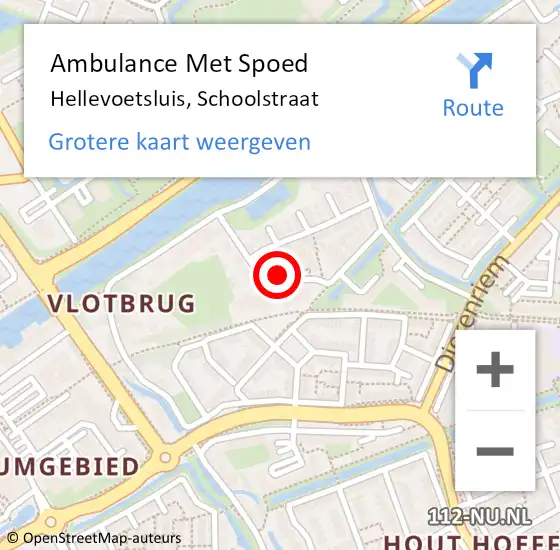 Locatie op kaart van de 112 melding: Ambulance Met Spoed Naar Hellevoetsluis, Schoolstraat op 13 oktober 2023 12:10