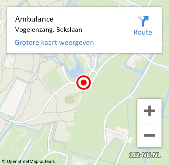 Locatie op kaart van de 112 melding: Ambulance Vogelenzang, Bekslaan op 13 oktober 2023 13:31