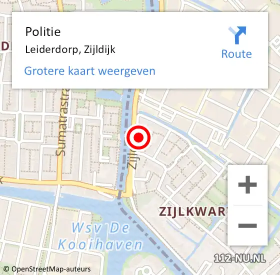 Locatie op kaart van de 112 melding: Politie Leiderdorp, Zijldijk op 13 oktober 2023 14:07