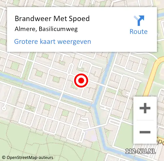 Locatie op kaart van de 112 melding: Brandweer Met Spoed Naar Almere, Basilicumweg op 13 oktober 2023 14:32