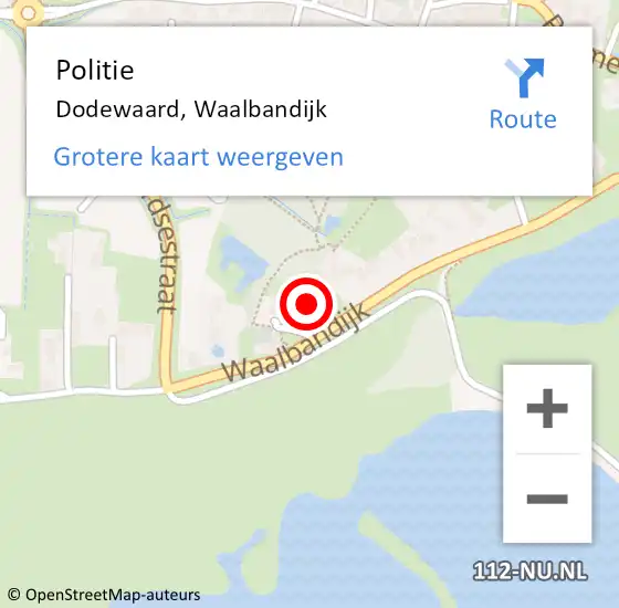 Locatie op kaart van de 112 melding: Politie Dodewaard, Waalbandijk op 13 oktober 2023 15:55