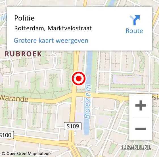 Locatie op kaart van de 112 melding: Politie Rotterdam, Marktveldstraat op 13 oktober 2023 17:29