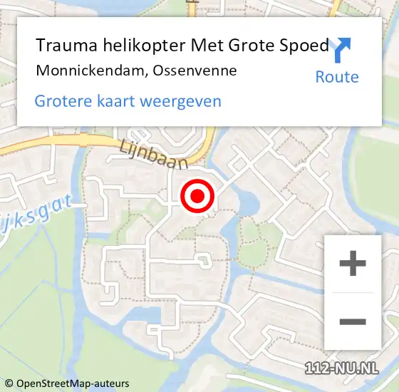 Locatie op kaart van de 112 melding: Trauma helikopter Met Grote Spoed Naar Monnickendam, Ossenvenne op 13 oktober 2023 17:33