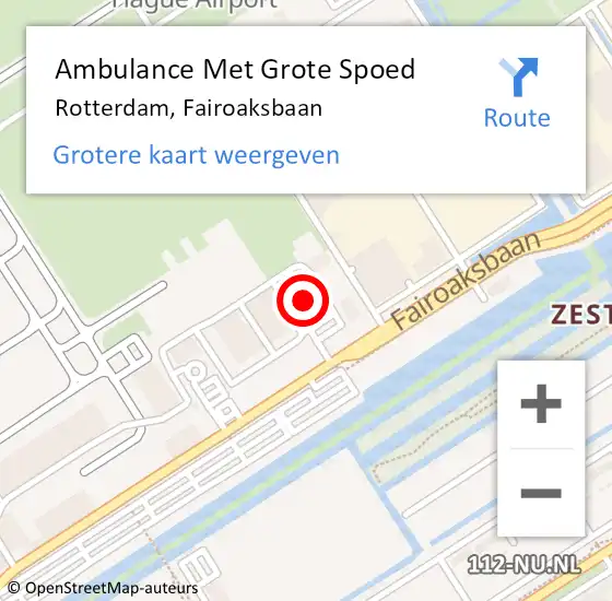 Locatie op kaart van de 112 melding: Ambulance Met Grote Spoed Naar Rotterdam, Fairoaksbaan op 13 oktober 2023 17:48