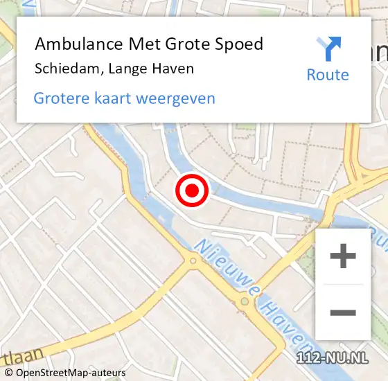 Locatie op kaart van de 112 melding: Ambulance Met Grote Spoed Naar Schiedam, Lange Haven op 13 oktober 2023 17:57