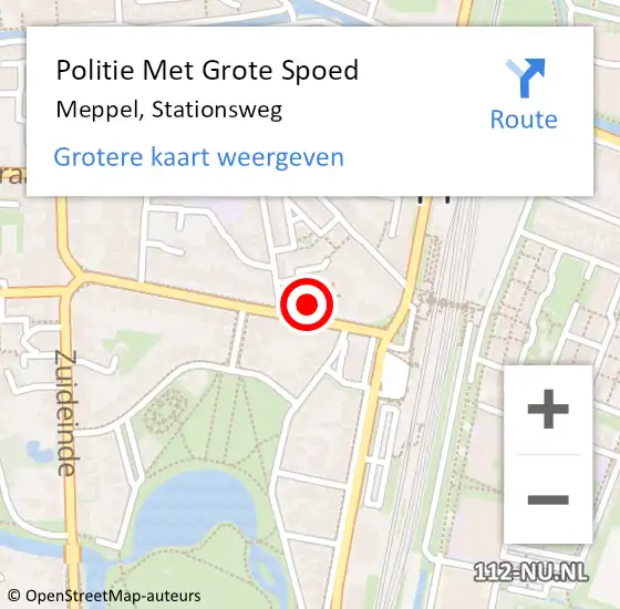 Locatie op kaart van de 112 melding: Politie Met Grote Spoed Naar Meppel, Stationsweg op 13 oktober 2023 18:20