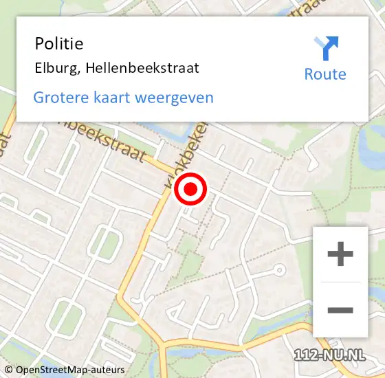Locatie op kaart van de 112 melding: Politie Elburg, Hellenbeekstraat op 13 oktober 2023 18:52