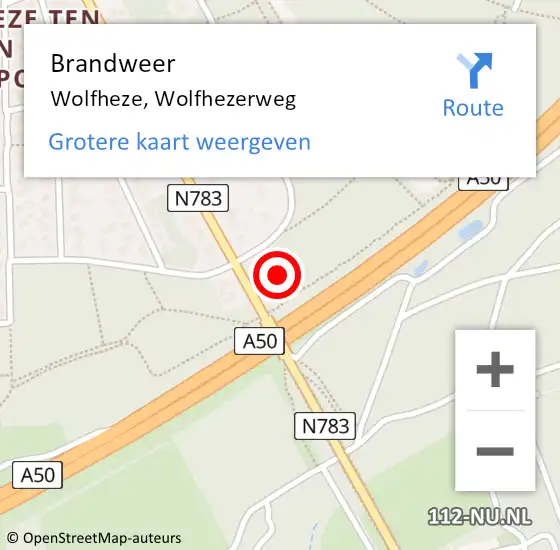 Locatie op kaart van de 112 melding: Brandweer Wolfheze, Wolfhezerweg op 13 oktober 2023 19:59