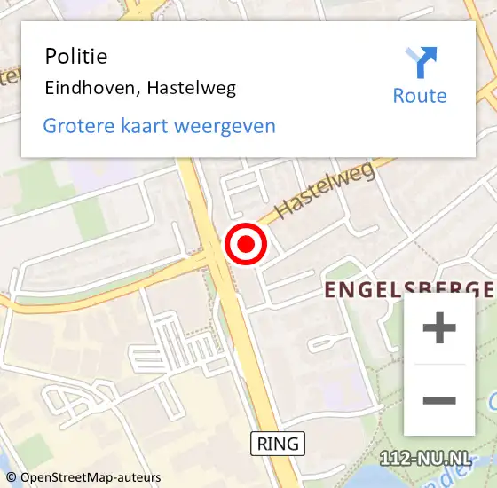 Locatie op kaart van de 112 melding: Politie Eindhoven, Hastelweg op 13 oktober 2023 20:21