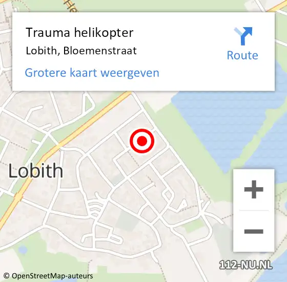 Locatie op kaart van de 112 melding: Trauma helikopter Lobith, Bloemenstraat op 13 oktober 2023 20:56