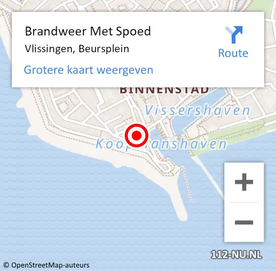 Locatie op kaart van de 112 melding: Brandweer Met Spoed Naar Vlissingen, Beursplein op 13 oktober 2023 21:24