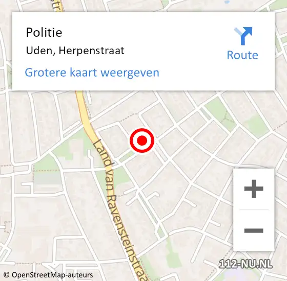 Locatie op kaart van de 112 melding: Politie Uden, Herpenstraat op 13 oktober 2023 22:07